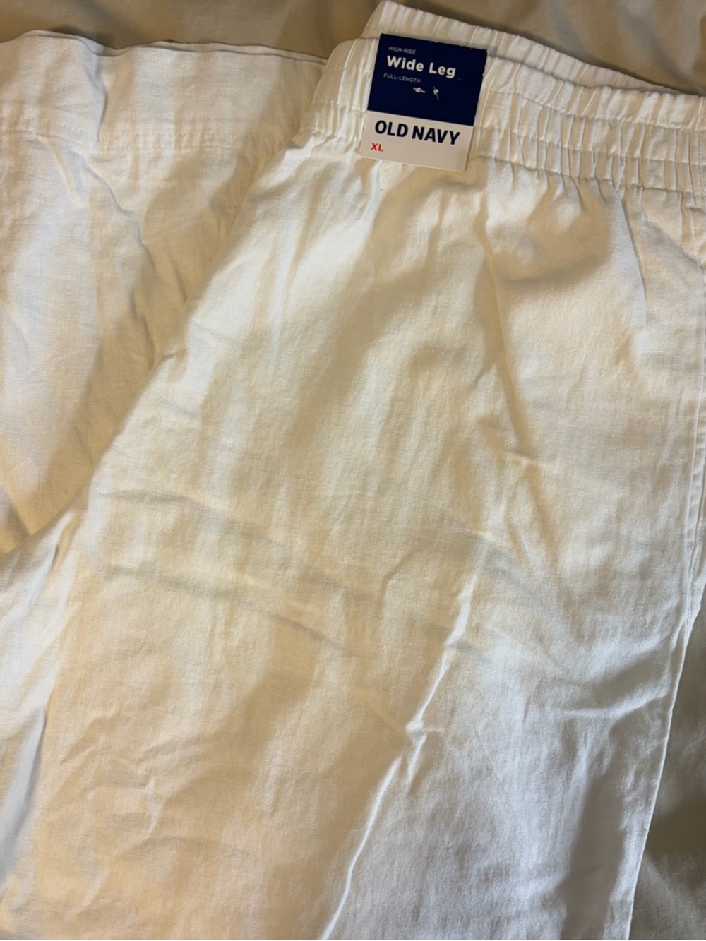 Old Navy White Wide-Leg Linen-Blend Pants